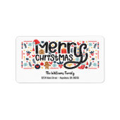 Étiquette Joyeux Noël typographie Retour Adresse (Devant)