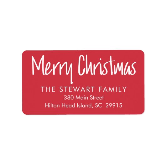 Étiquette Joyeux Noël typographie Retour Adresse | Red (Devant)