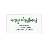 Étiquette Joyeux Noël Typographie verte Retour Adresse (Devant)