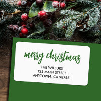 Joyeux Noël Typographie verte Retour Adresse