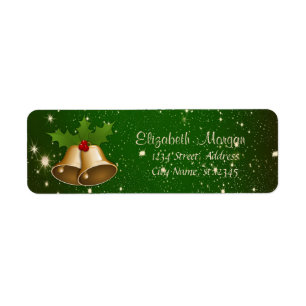 Étiquette Joyeux Noël, Vert, Cloches de Noël