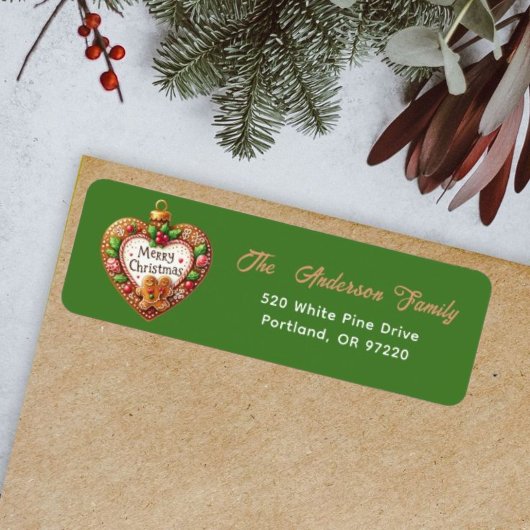 Étiquette Joyeux Noël vert moderne Script