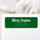 Étiquette Joyeux Noël vert script retour adresse (En situation)