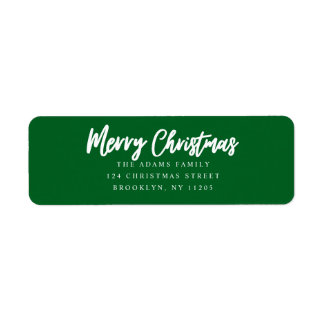 Étiquette Joyeux Noël vert script retour adresse