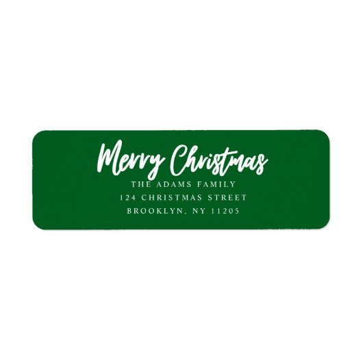 Étiquette Joyeux Noël vert script retour adresse (Devant)