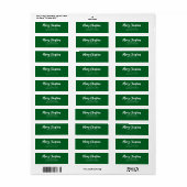 Étiquette Joyeux Noël vert script retour adresse (Feuille entière)