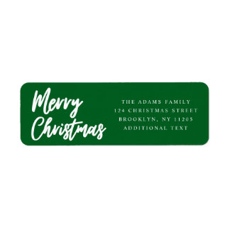 Étiquette Joyeux Noël vert script retour adresse