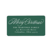 Étiquette Joyeux Noël vert vacances adresse de retour (Devant)