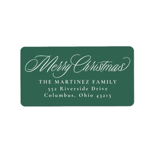 Étiquette Joyeux Noël vert vacances adresse de retour (Devant)