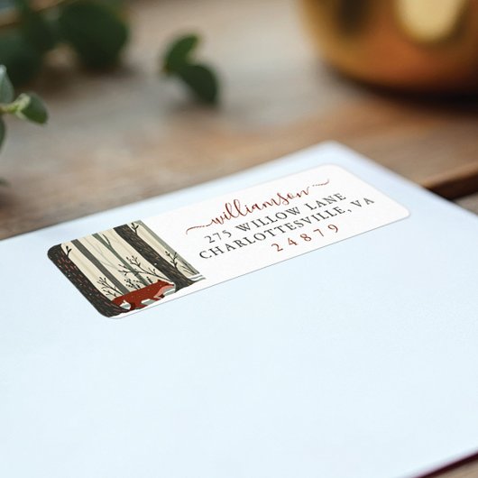 Étiquette Joyeux Noël Woodland Winter Forest Fox Adresse