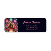 Étiquette Joyeux Nouvel An 2024 Arbre de Noël Adresse de ret (Devant)