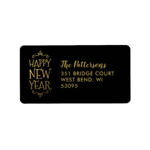 Étiquette Joyeux Nouvel An Faux Foil Holiday Retour Adresse
