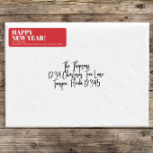 Étiquette Joyeux Nouvel An Rouge et Blanc