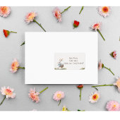 Étiquette Joyeux pâques, lapin de Pâques marchant avec des o