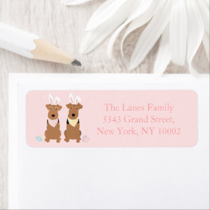 Étiquette Joyeux Pâques Welsh Terriers Chiens Lapin Oreilles