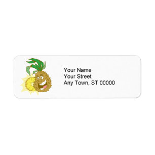 Étiquette joyeux personnage ananas mec