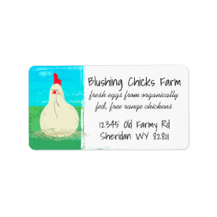 Étiquette Joyeux poulet libre gamme oeufs de ferme carte de