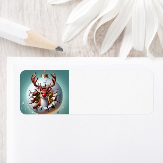 Étiquette Joyeux rennes de Noël (En situation)