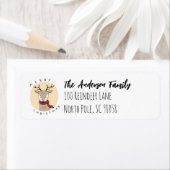 Étiquette Joyeux rennes de Noël avec Écharpe (En situation)