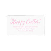 Étiquette Joyeux script de Pâques rose blanc Adresse de reto (Devant)