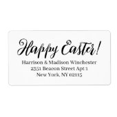 Étiquette Joyeux script noir blanc de Pâques Adresse de reto (Devant)
