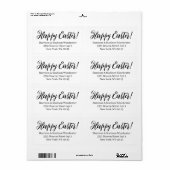 Étiquette Joyeux script noir blanc de Pâques Adresse de reto (Feuille entière)