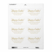 Étiquette Joyeux script or blanc de Pâques Adresse de retour (Feuille entière)