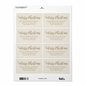 Étiquette Joyeux script or crème de Noël Adresse de retour (Feuille entière)
