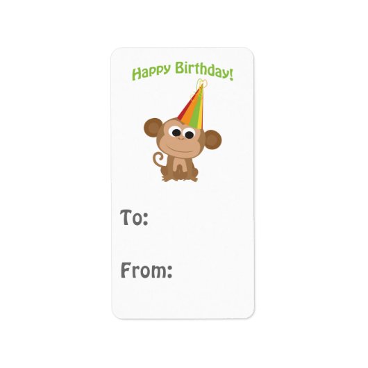 Étiquette Joyeux singe d'anniversaire (Devant)