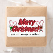 Étiquette Joyeux texte de Noël avec Sucres de canne (En situation)