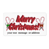 Étiquette Joyeux texte de Noël avec Sucres de canne (Devant)