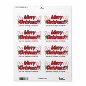 Étiquette Joyeux texte de Noël avec Sucres de canne (Feuille entière)