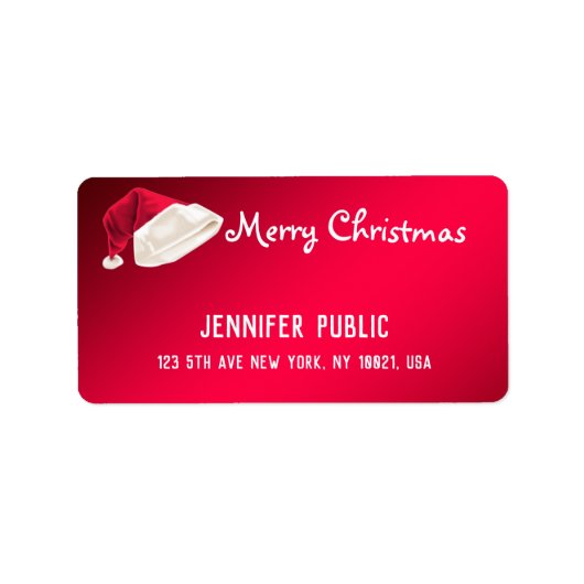 Étiquette Joyeux texte de Noël Rouge blanc manuscrit Père No (Devant)