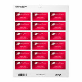 Étiquette Joyeux texte de Noël Rouge blanc manuscrit Père No (Feuille entière)