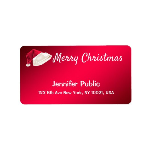 Étiquette Joyeux Texte de Noël Rouge Script manuscrit Père N (Devant)