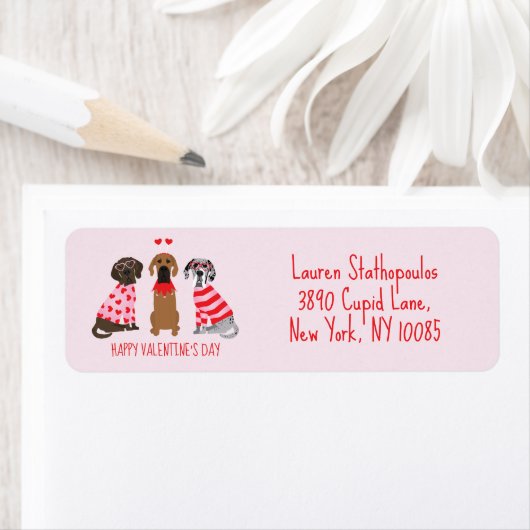 Étiquette Joyeux Valentines Day Chiens de Danse (En situation)
