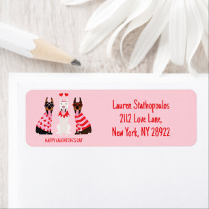 Étiquette Joyeux Valentines Day Chiens Dobermann