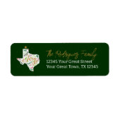 Étiquette Joyeux Vert foncé Feuilles de vacances Texas Forme (Devant)