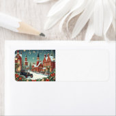 Étiquette Joyeux Village de Noël (En situation)