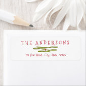 Étiquette Joyeux voeux Bannière verte Adresse de retour (En situation)