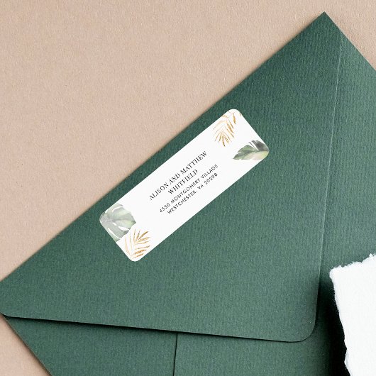 Étiquette Jungle Safari Giraffe Palms Feuilles Retour Adress