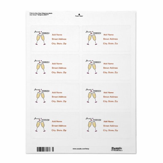 Étiquette Juste marié (Feuille entière)