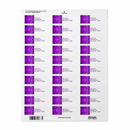 Étiquette Kaléidoscope en verre violet Texture (Feuille entière)