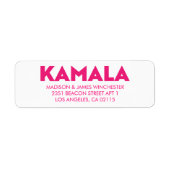 Étiquette Kamala moderne typographie audacieuse rose chaud e (Devant)