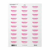 Étiquette Kamala moderne typographie audacieuse rose chaud e (Feuille entière)