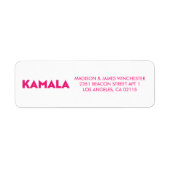 Étiquette Kamala moderne typographie audacieuse rose chaud e (Devant)