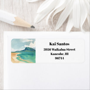 Étiquette Kaneohe Sandbar Oahu Hawaii Rétro Adresse de retou