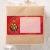 Étiquette Kangourou Noël sur Rouge (En situation)