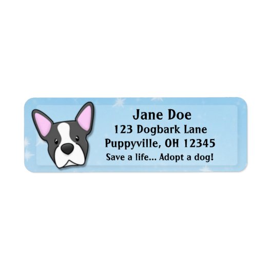 Étiquette Kawaii Boston Terrier (Devant)