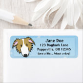 Étiquette Kawaii Brown et blanc Borzoi (En situation)